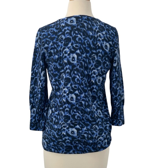 Talbots Women's 3/4 Sleeve Blue Pattern Button Front Merino Wool Cardigan Size M - Picture 4 of 6